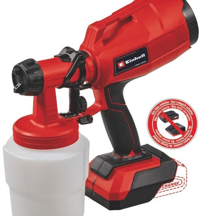 Akumuliatorinis dažų purkštuvas EINHELL TC-SY 18/60 Li Sol, 18 V, Li-ion, svoris 1,2 kg, dažų talpos tūris 800ml